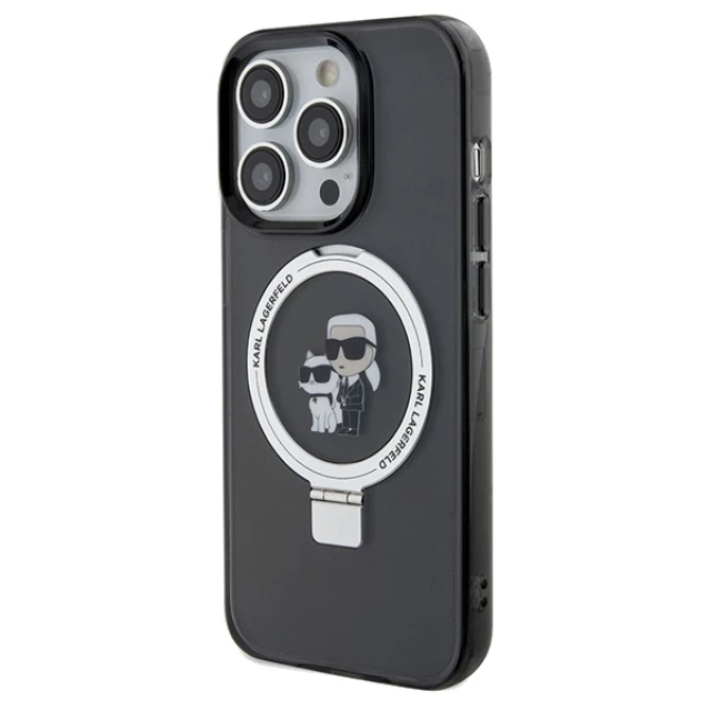 Чохол Karl Lagerfeld Ring Stand Karl&Choupette для iPhone 14 Pro Black with MagSafe (KLHMP14LHMRSKCK)