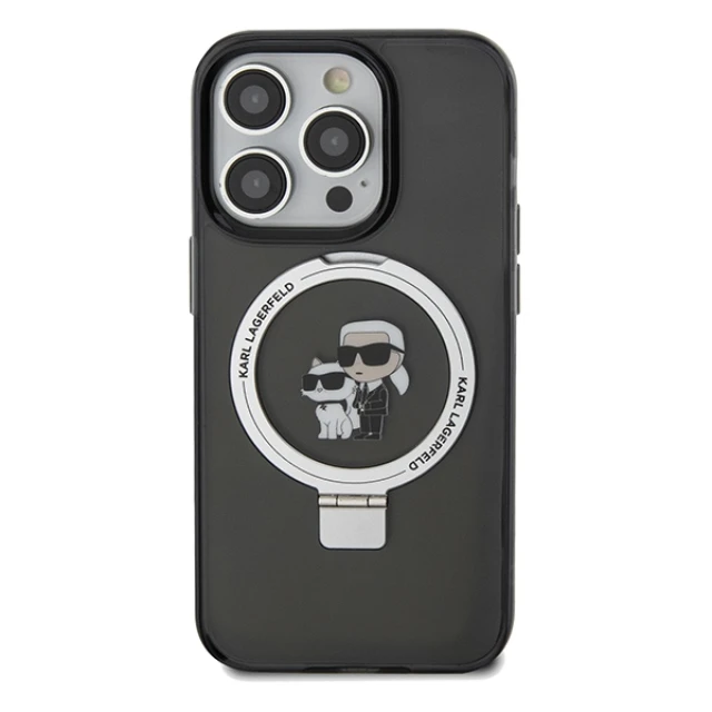 Чохол Karl Lagerfeld Ring Stand Karl&Choupette для iPhone 14 Pro Black with MagSafe (KLHMP14LHMRSKCK)