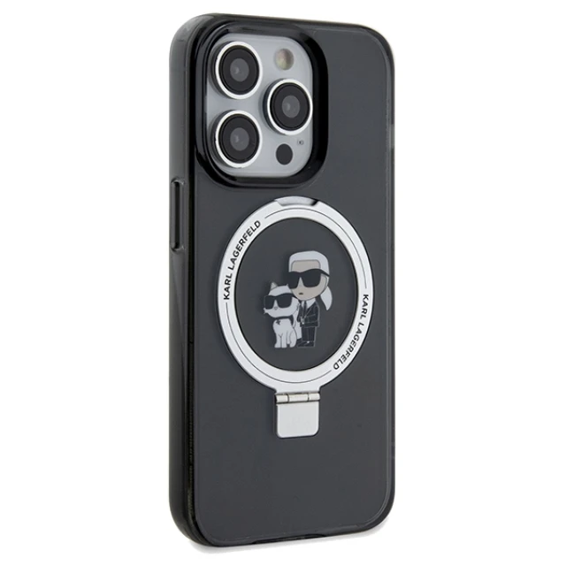Чохол Karl Lagerfeld Ring Stand Karl&Choupette для iPhone 14 Pro Black with MagSafe (KLHMP14LHMRSKCK)