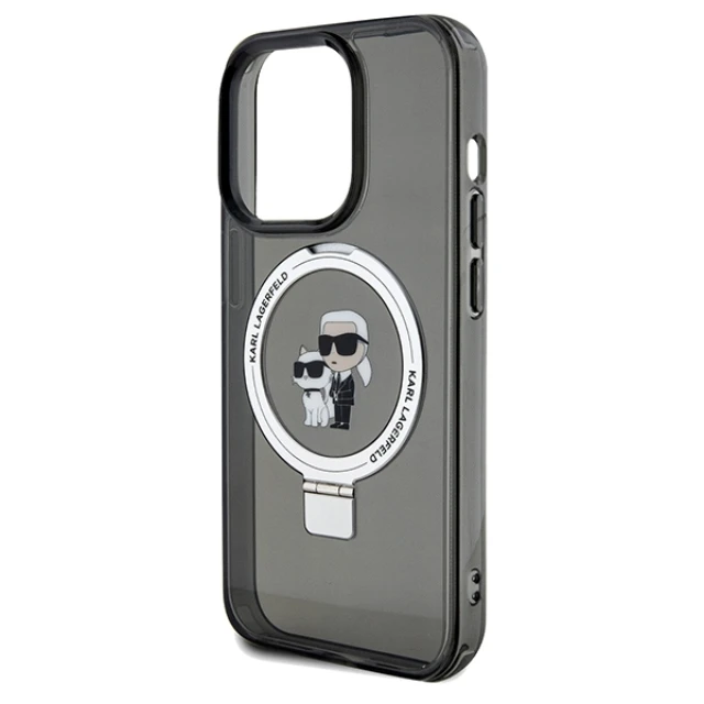 Чохол Karl Lagerfeld Ring Stand Karl&Choupette для iPhone 14 Pro Black with MagSafe (KLHMP14LHMRSKCK)