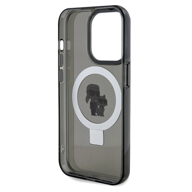 Чохол Karl Lagerfeld Ring Stand Karl&Choupette для iPhone 14 Pro Black with MagSafe (KLHMP14LHMRSKCK)