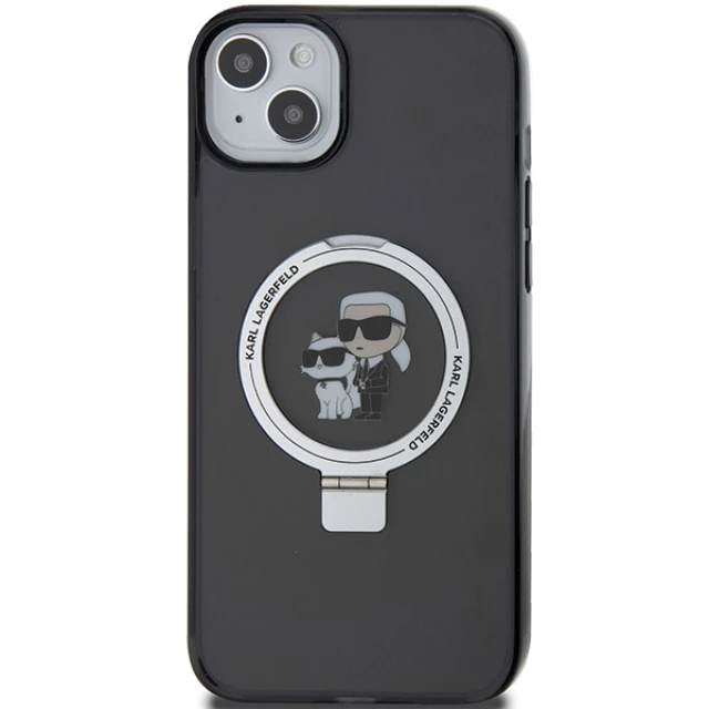 Чохол Karl Lagerfeld Ring Stand Karl&Choupettte для iPhone 15 Black with MagSafe (KLHMP15SHMRSKCK)