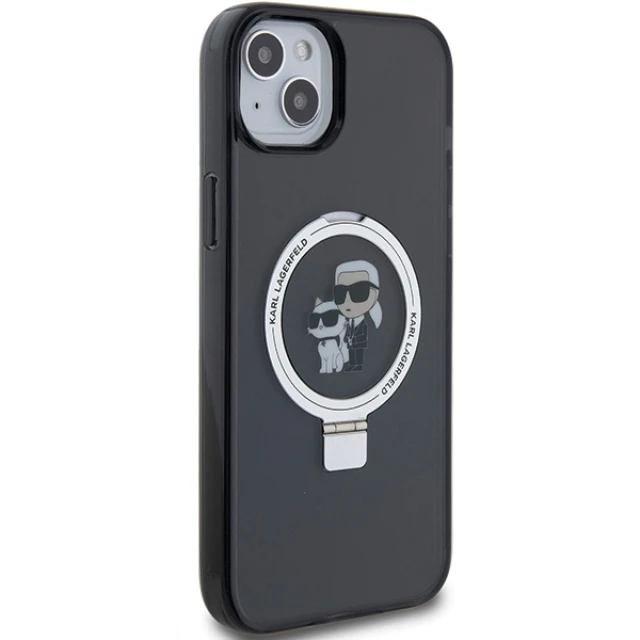 Чохол Karl Lagerfeld Ring Stand Karl&Choupettte для iPhone 15 Black with MagSafe (KLHMP15SHMRSKCK)