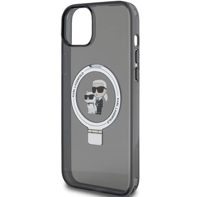 Чохол Karl Lagerfeld Ring Stand Karl&Choupettte для iPhone 15 Black with MagSafe (KLHMP15SHMRSKCK)