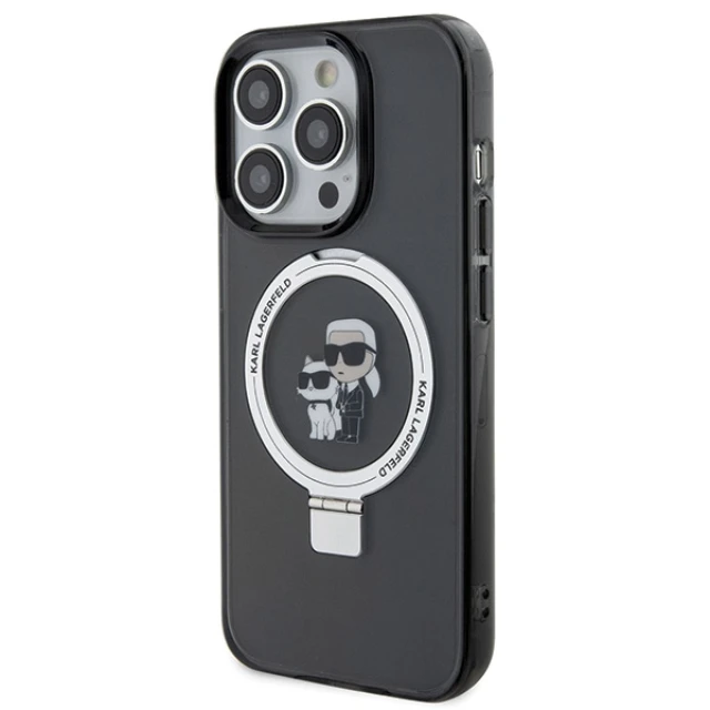 Чохол Karl Lagerfeld Ring Stand Karl&Choupettte для iPhone 15 Pro Max Black with MagSafe (KLHMP15XHMRSKCK)