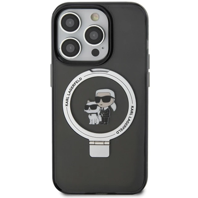 Чохол Karl Lagerfeld Ring Stand Karl&Choupettte для iPhone 15 Pro Max Black with MagSafe (KLHMP15XHMRSKCK)