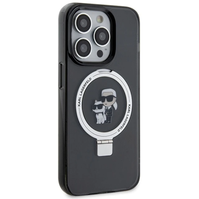 Чохол Karl Lagerfeld Ring Stand Karl&Choupettte для iPhone 15 Pro Max Black with MagSafe (KLHMP15XHMRSKCK)