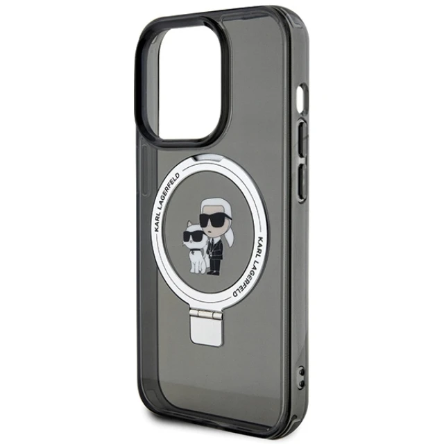 Чохол Karl Lagerfeld Ring Stand Karl&Choupettte для iPhone 15 Pro Max Black with MagSafe (KLHMP15XHMRSKCK)