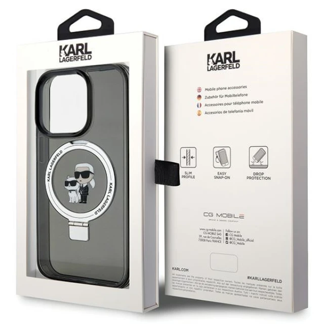 Чохол Karl Lagerfeld Ring Stand Karl&Choupettte для iPhone 15 Pro Max Black with MagSafe (KLHMP15XHMRSKCK)