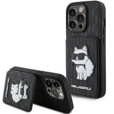 Чохол Karl Lagerfeld Saffiano Cardslots and Stand Monogram Choupette для iPhone 15 Pro Max Black (KLHCP15XSAKCNSCK)