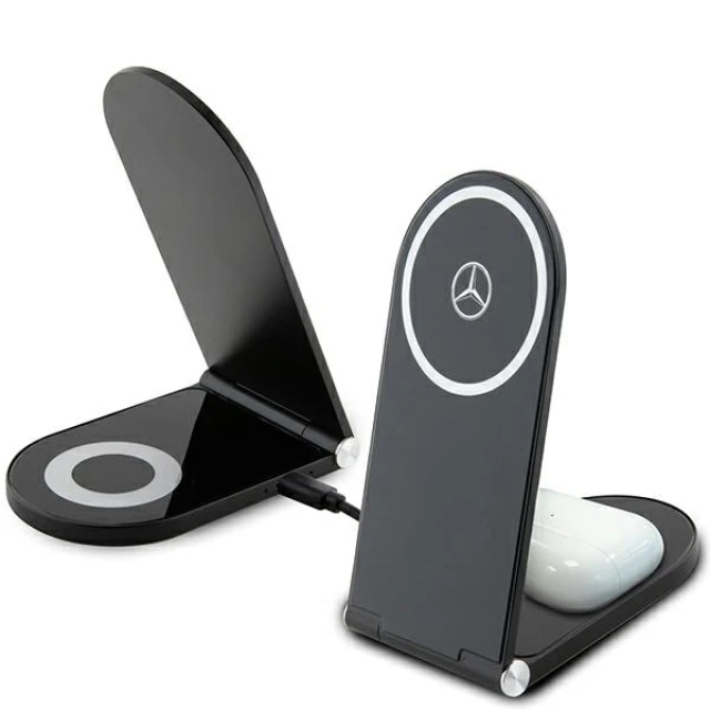 Бездротовий зарядний пристрій Mercedes Silver Star Wireless Charger 2-in-1 Black with MagSafe (MEMFBGSLK)