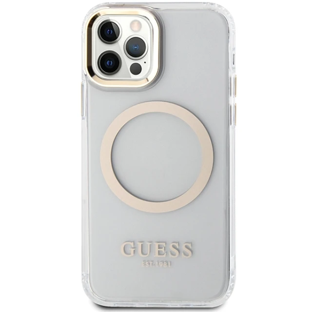 Чохол Guess Metal Outline для iPhone 12 | 12 Pro Gold with MagSafe (GUHMP12MHTRMD)