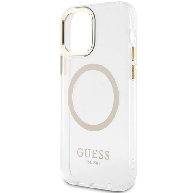 Чохол Guess Metal Outline для iPhone 12 | 12 Pro Gold with MagSafe (GUHMP12MHTRMD)