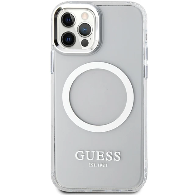 Чохол Guess Metal Outline для iPhone 12 | 12 Pro Silver with MagSafe (GUHMP12MHTRMS)