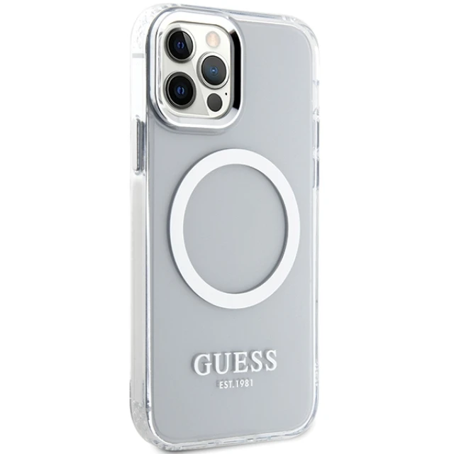 Чохол Guess Metal Outline для iPhone 12 | 12 Pro Silver with MagSafe (GUHMP12MHTRMS)