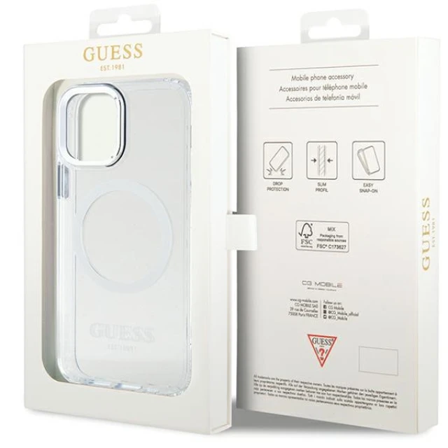 Чохол Guess Metal Outline для iPhone 12 | 12 Pro Silver with MagSafe (GUHMP12MHTRMS)