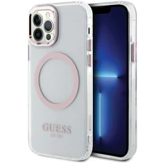 Чохол Guess Metal Outline для iPhone 12 | 12 Pro Pink with MagSafe (GUHMP12MHTRMP)