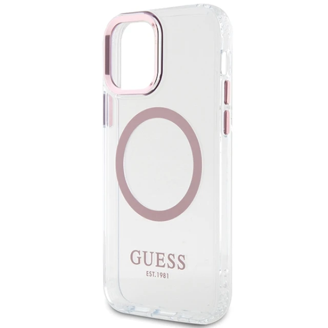 Чохол Guess Metal Outline для iPhone 12 | 12 Pro Pink with MagSafe (GUHMP12MHTRMP)