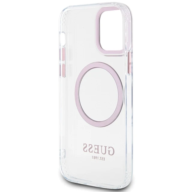 Чохол Guess Metal Outline для iPhone 12 | 12 Pro Pink with MagSafe (GUHMP12MHTRMP)