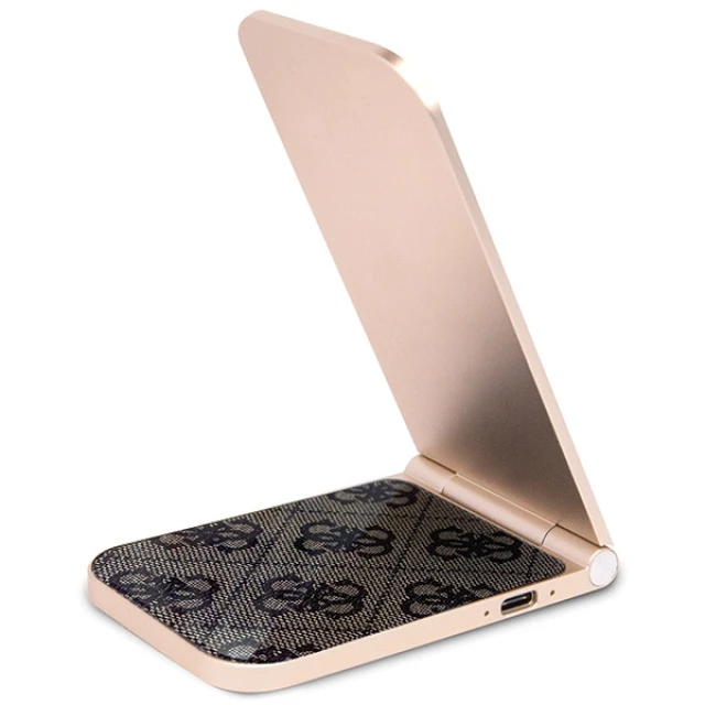 Бездротовий зарядний пристрій Guess 4G Pattern 2-in-1 15W Brown with MagSafe (GUDCFAL4PEGW)