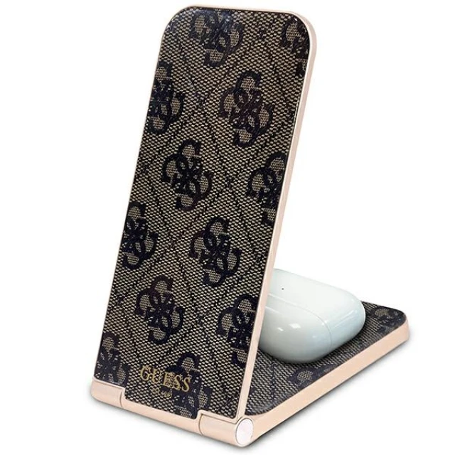 Бездротовий зарядний пристрій Guess 4G Pattern 2-in-1 15W Brown with MagSafe (GUDCFAL4PEGW)