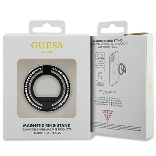 Кільце-тримач Guess Ring Stand для смартфона Black Rhinestone with MagSafe (GUMRSALDGK)