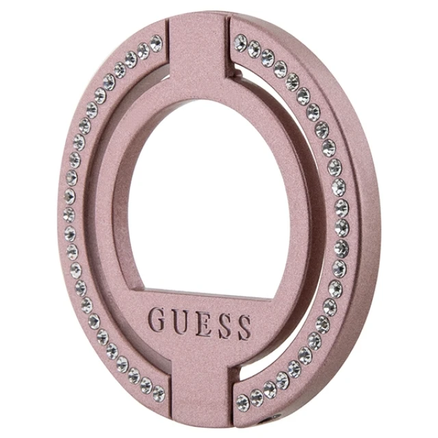 Кільце-тримач Guess Ring Stand для смартфона Pink Rhinestone with MagSafe (GUMRSALDGP)