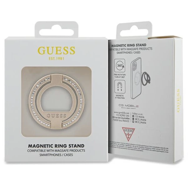 Кільце-тримач Guess Ring Stand для смартфона Gold Rhinestone with MagSafe (GUMRSALDGD)