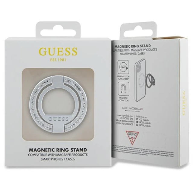 Кільце-тримач Guess Ring Stand для смартфона Silver Rhinestone with MagSafe (GUMRSALDGS)