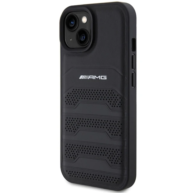 Чохол Mercedes для iPhone 15 Plus Leather Debossed Lines Black (AMHCP15MGSEBK)