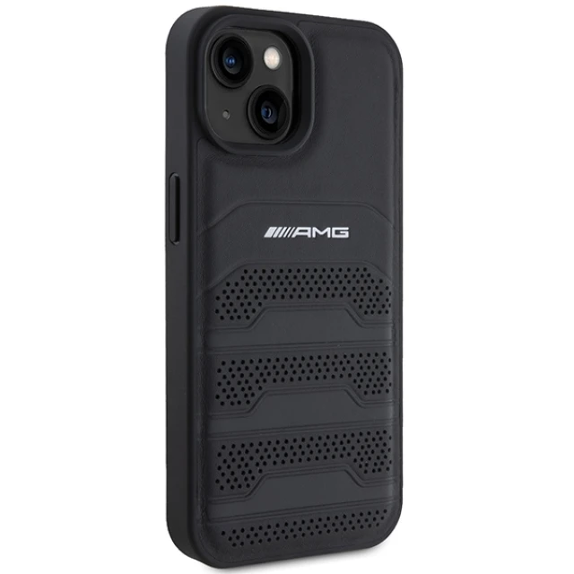 Чохол Mercedes для iPhone 15 Plus Leather Debossed Lines Black (AMHCP15MGSEBK)