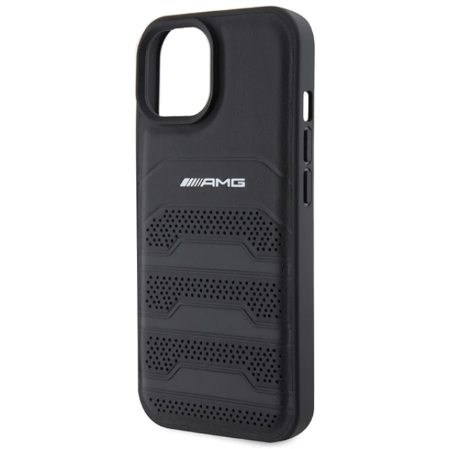 Чохол Mercedes для iPhone 15 Plus Leather Debossed Lines Black (AMHCP15MGSEBK)