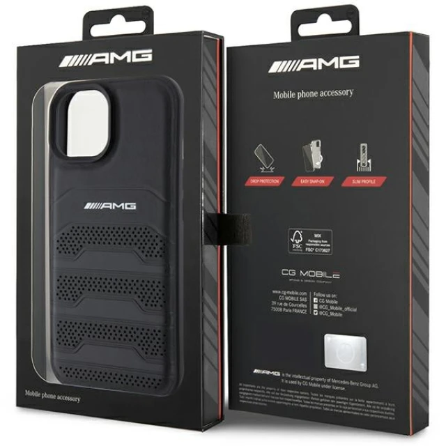 Чохол Mercedes для iPhone 15 Plus Leather Debossed Lines Black (AMHCP15MGSEBK)