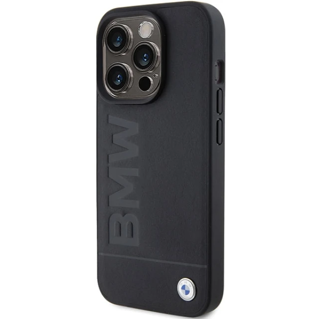 Чохол BMW Leather Hot Stamp для iPhone 15 Pro Black (BMHCP15LSLLBK)