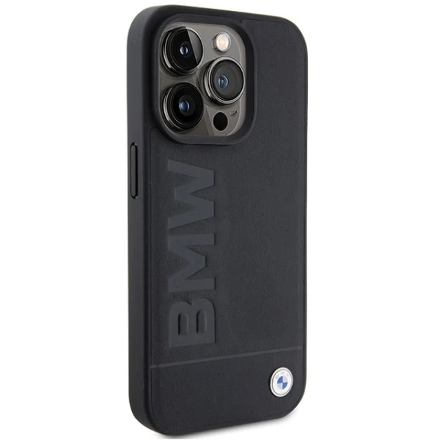 Чохол BMW Leather Hot Stamp для iPhone 15 Pro Black (BMHCP15LSLLBK)