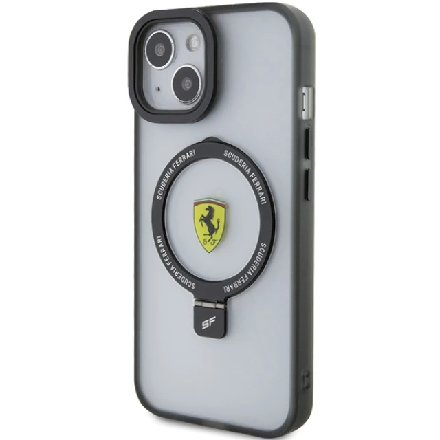 Чохол Ferrari Ring Stand 2023 Collection для iPhone 15 Plus | 14 Plus Black with MagSafe (FEHMP15MUSCAK)