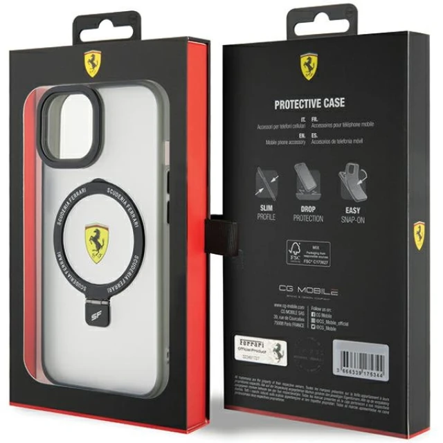 Чохол Ferrari Ring Stand 2023 Collection для iPhone 15 Plus | 14 Plus Black with MagSafe (FEHMP15MUSCAK)