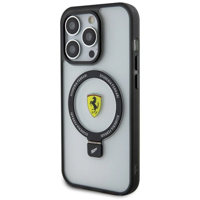 Чехол Ferrari Ring Stand 2023 Collection для iPhone 15 Pro Transparent with MagSafe (FEHMP15LUSCAH)