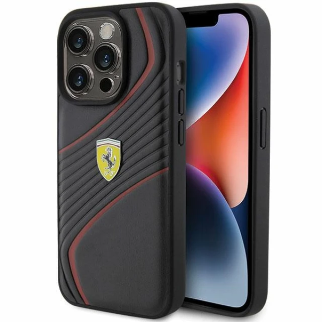 Чохол Ferrari Twist Metal Logo для iPhone 15 Pro Black (FEHCP15LPTWK)