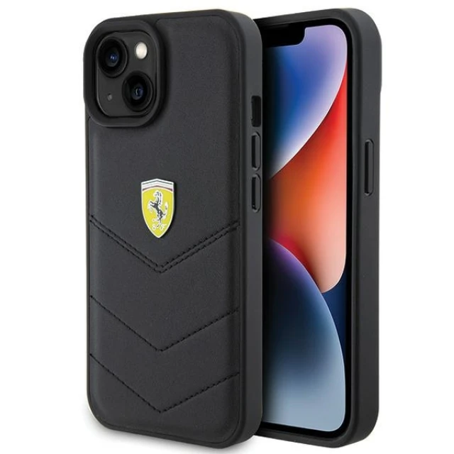 Чохол Ferrari Quilted Metal Logo для iPhone 15 Black (FEHCP15SRDUK)
