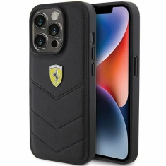 Чохол Ferrari Quilted Metal Logo для iPhone 15 Pro Black (FEHCP15LRDUK)