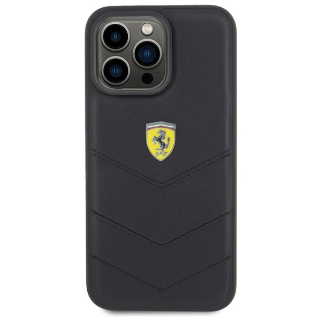 Чохол Ferrari Quilted Metal Logo для iPhone 15 Pro Max Black (FEHCP15XRDUK)