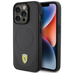 Чохол Ferrari Carbon Metal Logo для iPhone 15 Pro Black with MagSafe (FEHMP15LPTEK)
