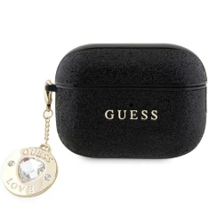 Чехол Guess Fixed Glitter Heart Diamond Charm для AirPods Pro 2 Black (GUAP2PGEHCDK)