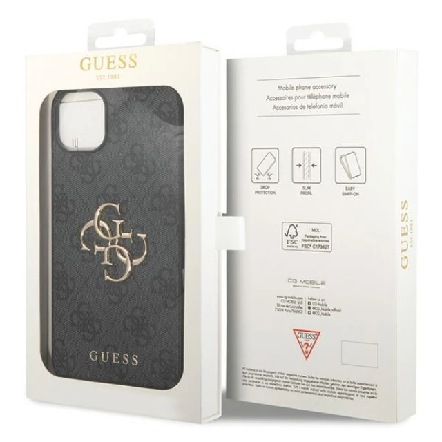 Чохол Guess 4G Big Metal Logo для iPhone 15 Grey (GUHCP15S4GMGGR)