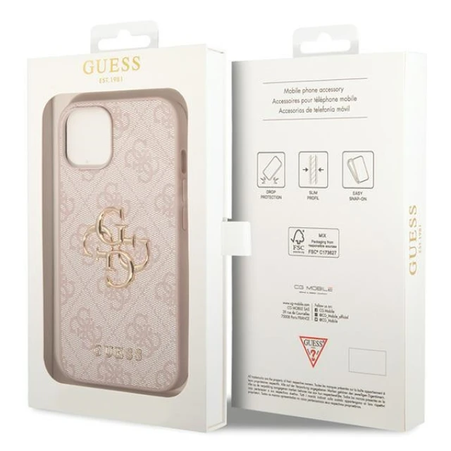 Чохол Guess 4G Big Metal Logo для iPhone 15 Plus Pink (GUHCP15M4GMGPI)