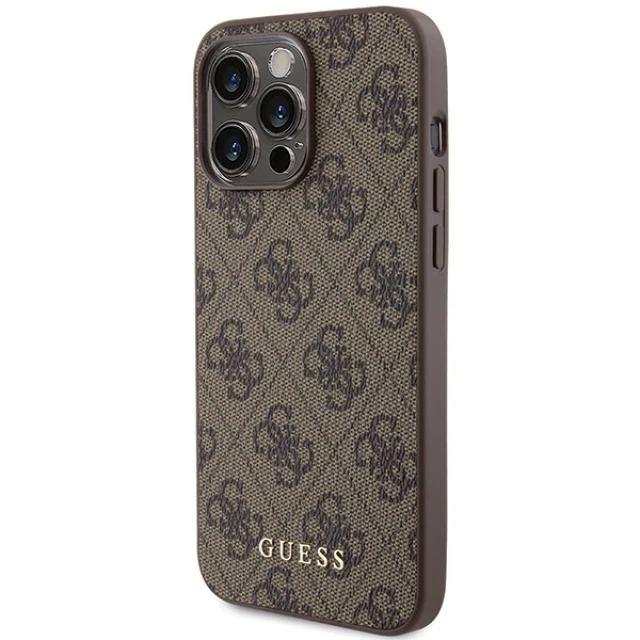 Чохол Guess 4G Metal Gold Logo для iPhone 15 Pro Max Brown (GUHCP15XG4GFBR)