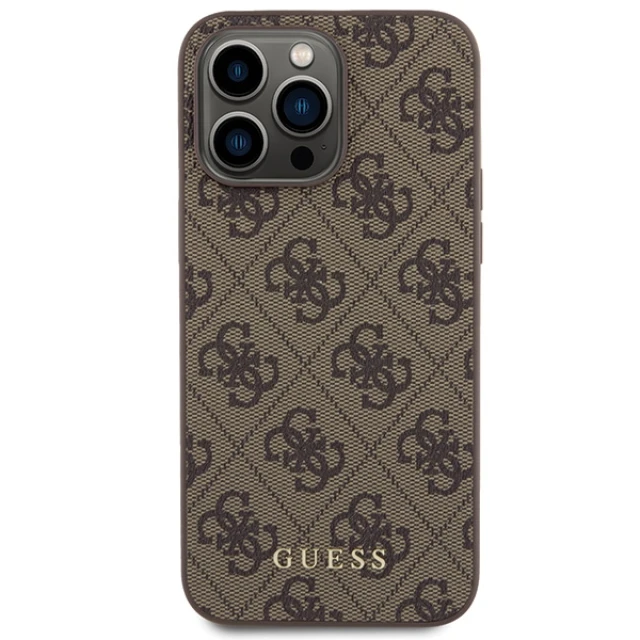 Чохол Guess 4G Metal Gold Logo для iPhone 15 Pro Max Brown (GUHCP15XG4GFBR)