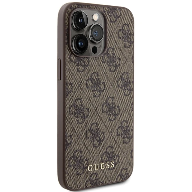 Чохол Guess 4G Metal Gold Logo для iPhone 15 Pro Max Brown (GUHCP15XG4GFBR)