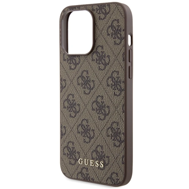 Чохол Guess 4G Metal Gold Logo для iPhone 15 Pro Max Brown (GUHCP15XG4GFBR)
